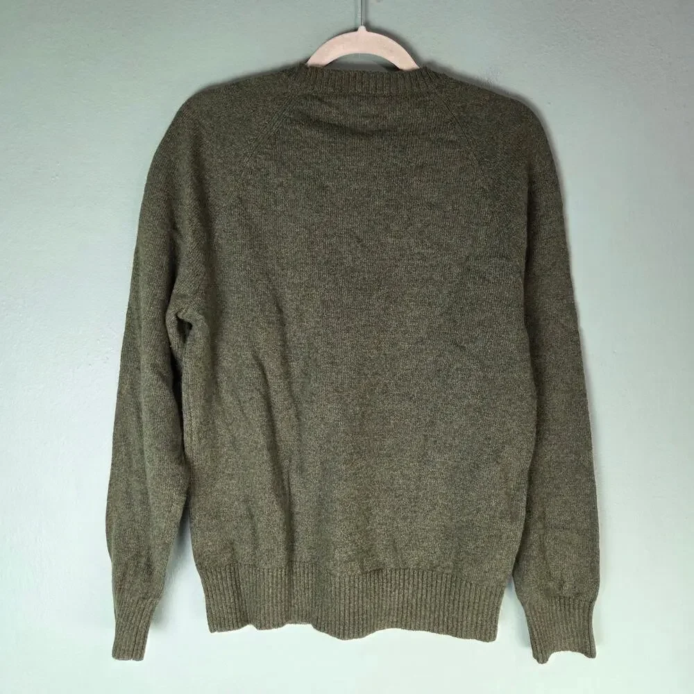 J Crew Factory Mens M Crewneck Sweater Supersoft Lambswool Blend Fatigue Green